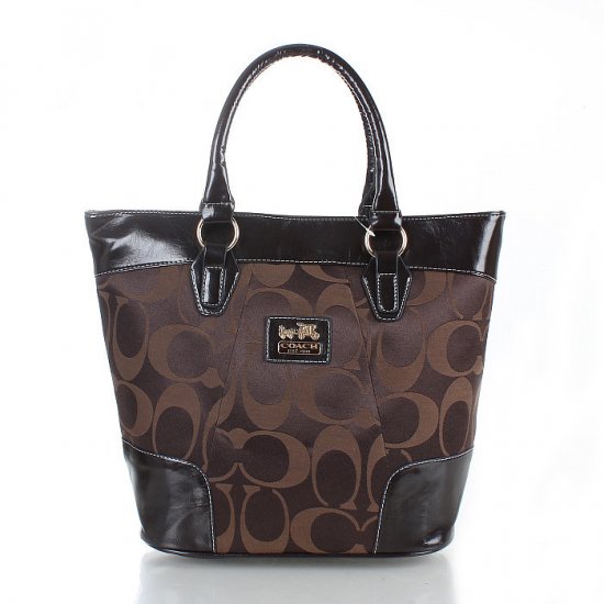 Coach Logo In Monogram Medium Coffee Totes FDQ - Click Image to Close